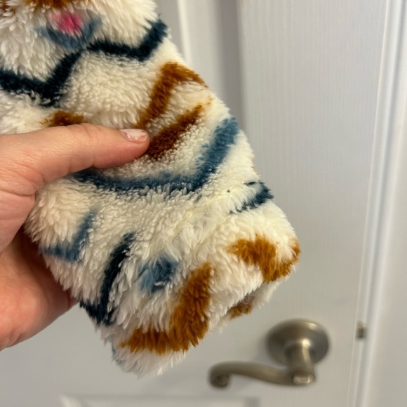 Eddie Bauer Size S Quest Plush Fleece Quarter Zip White Pink Teddy Pullover NWOT - Picture 2 of 8